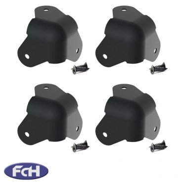 3 Leg Black Cabinet Corners - Pack of 4 + Screws